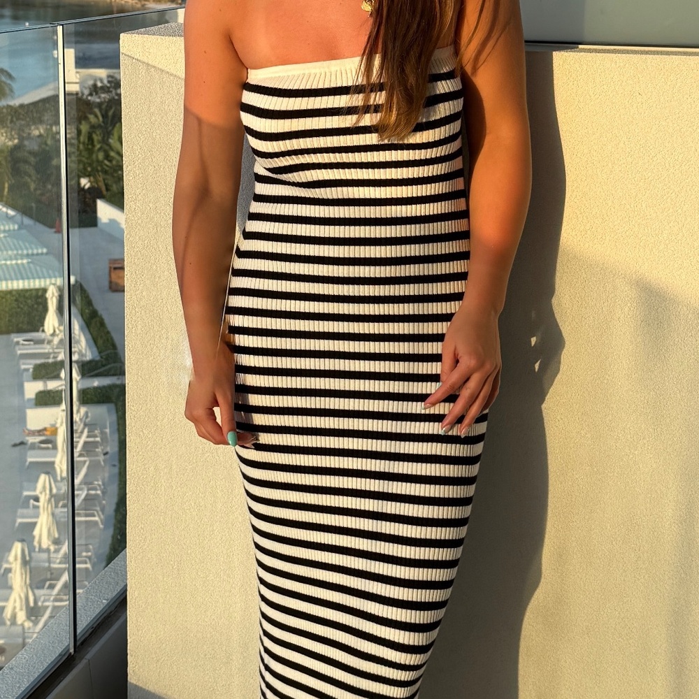 Black & White Strapless Maxi Dress, Size S